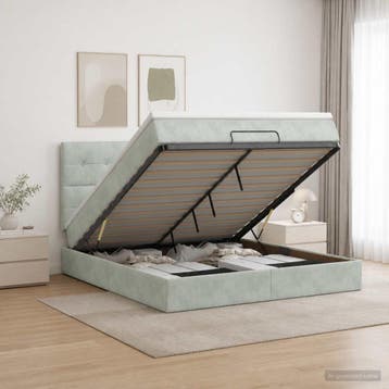vidaXL Ottoman bed met matras Lichtgrijs 160 x 200 cm, Verzenden