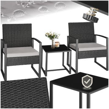 Wicker zitgroep Granada met tafel voor 2 personen zwart, Verzenden