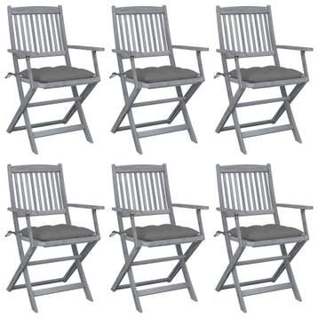 vidaXL Opklapbare stoelen (6 stuks) met kussens, gemaakt van, Verzenden, Nieuw