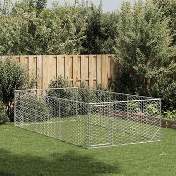 vidaXL Hondenhok voor buiten met deur 2x4x1 m gegalvaniseerd, Verzenden, Nieuw