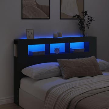 vidaXL Hoofdeinde met LED 160x18,5x103,5 cm bewerkt hout, Verzenden, Nieuw