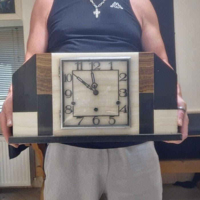 Figurale pendule - Art Deco Marmer - 1920-1930 - Art deco, Antiquités & Art, Antiquités | Horloges