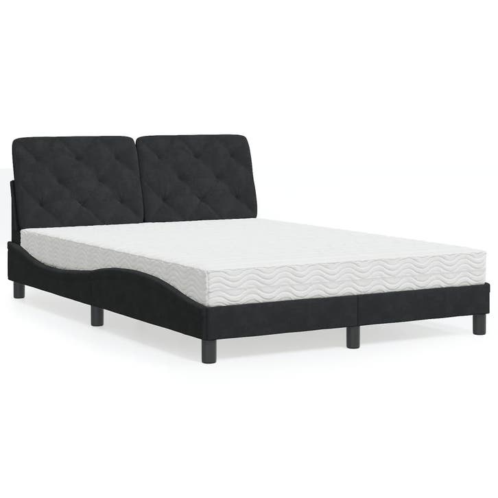 vidaXL Bed met matras fluweel zwart 140x200 cm, Huis en Inrichting, Slaapkamer | Bedden, Nieuw, Verzenden