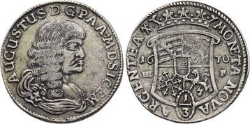 1/3 taler, daalder 1670 Magdeburg-erzbistum August von Sa..., Verzenden