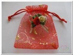 Cadeauzakje giftbag Organza Luxerood Corsage 9x13 cm