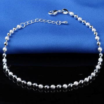 Fako Bijoux - Enkelbandje Verzilverd - Bolletjes - 22cm -, Bijoux, Sacs & Beauté, Verzenden
