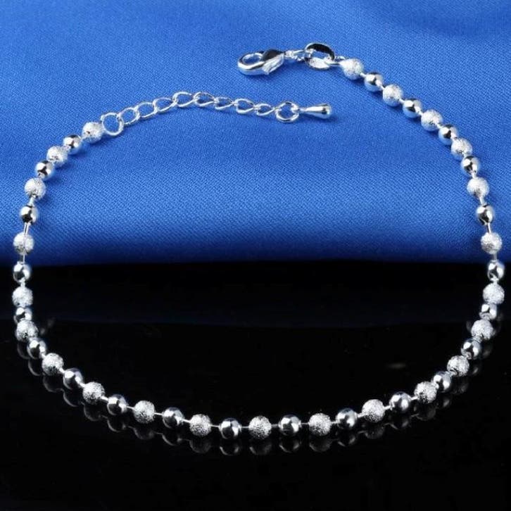 Fako Bijoux - Enkelbandje Verzilverd - Bolletjes - 22cm -, Handtassen en Accessoires, Enkelbandjes en Enkelkettinkjes, Verzenden