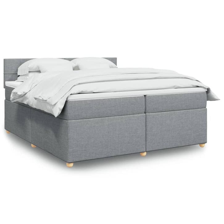vidaXL Boxspring met matras stof lichtgrijs 200x200 cm, Huis en Inrichting, Slaapkamer | Bedden, Nieuw, Verzenden