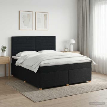 vidaXL Boxspringbed met matras met hoofdeinde Zwart 160 x, Verzenden, Nieuw