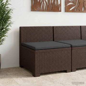 vidaXL Eén-zits Tuin Sofa met Kussen Rieten Look PP Bruin, Verzenden, Nieuw