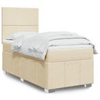 vidaXL Boxspring met matras stof crèmekleurig 90x200 cm, Verzenden, Nieuw