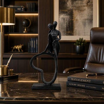 sculptuur, Modern Abstract Embracing Couple Sculpture - 22