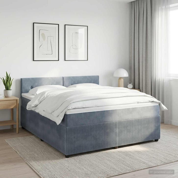 vidaXL Boxspringbed met matras Donkergrijs 180 x 200 cm, Maison & Meubles, Chambre à coucher | Lits, Envoi