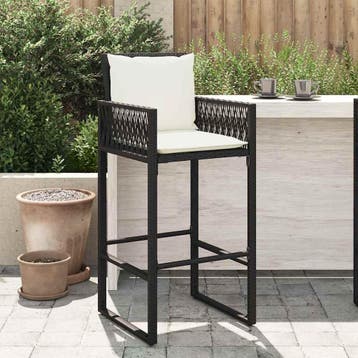 2 tabourets bar jardin rotin noir - Retour client chic &..., Tuin en Terras, Verzenden, Nieuw