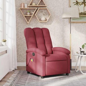 vidaXL Massagestoel in wijnrode stof, Verzenden