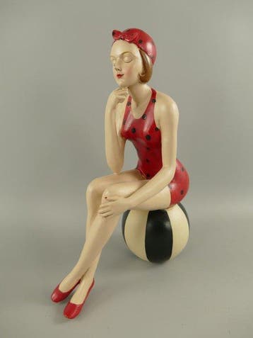 Francois Arvi - Statuette, Très grande baigneuse avec ballon