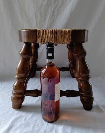 Kruk - Vintage kruk - Eikenhout - Stro