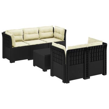 vidaXL 5-Zits Tuinbank met Kussens Rattanlook PP Antraciet, Verzenden, Nieuw