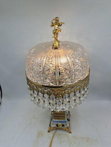 Lamp - Regency/Rococo - Porselein, Kristal - Tafellamp
