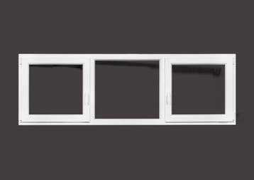 PVC draaikiep-vast-draaikiep b250xh80 cm wit intrek, Ophalen of Verzenden, Gevelraam of Ruit