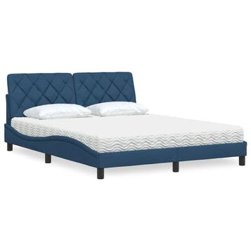 vidaXL Bed met matras stof blauw 160x200 cm, Huis en Inrichting, Verzenden, Nieuw