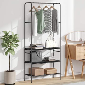 vidaXL Kledingrek Zwart eiken 77 x 30 x 171 cm Bewerkt hout, Verzenden