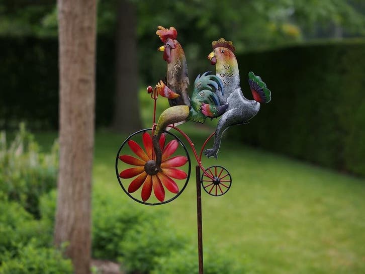 Tuinsteker molen hanen op de fiets, Jardin & Terrasse, Décoration murale de jardin, Envoi