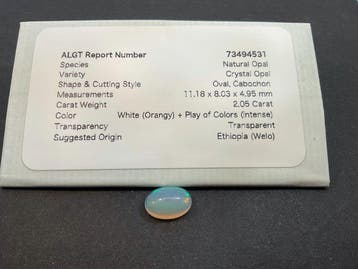 Blanc, Orange Opale - 2.05 ct - Antwerp Laboratory for, Bijoux, Sacs & Beauté, Pierres précieuses