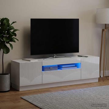 vidaXL LED tv-meubel Hoogglans Wit Bewerkt hout, Verzenden, Nieuw