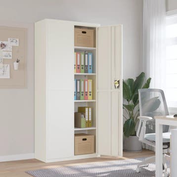 vidaXL Archiefkast 90x40x200 cm staal wit, Verzenden, Nieuw