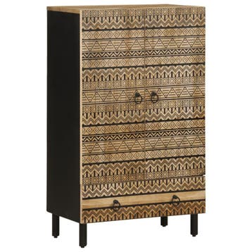 vidaXL Hoge kast 60x33,5x100 cm massief ruw mangohout, Huis en Inrichting, Verzenden, Nieuw