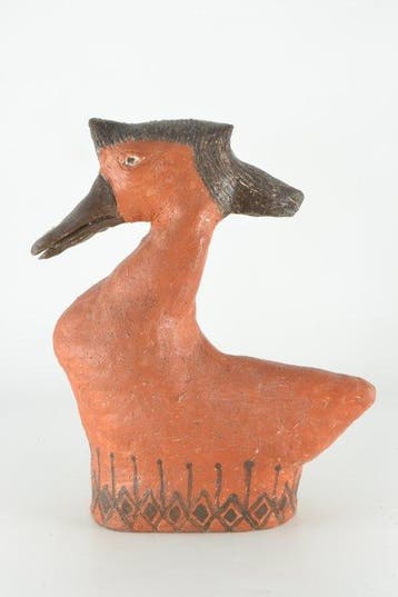 Beeld, Large Handcrafted Terracotta Bird Sculpture, Mexico, Antiek en Kunst