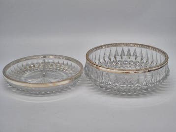 Schotel - Kristallschale mit Etagere / Servierteller –