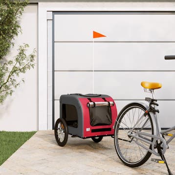 vidaXL Hondenfietstrailer oxford stof en ijzer rood en grijs, Verzenden