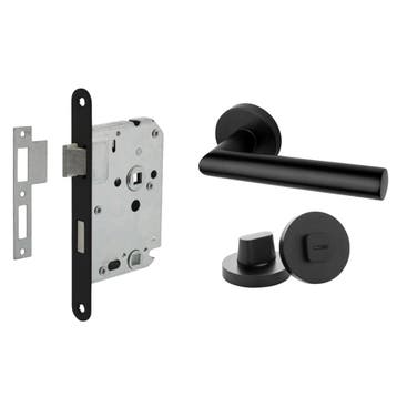 Deurbeslag set geveerd met WC-slot en deurklink Modern zw..., Ophalen of Verzenden, Nieuw, Overige materialen, Klink of Kruk