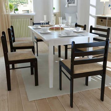 vidaXL Eetkamerstoelen 6 st massief hout en fluweel bruin, Verzenden, Nieuw