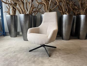Veiling - Fauteuil Cone (set van 2) -Draaibaar- Boucle Beige, Nieuw