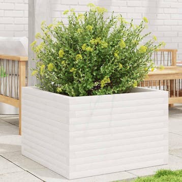vidaXL Plantenbak 70x70x46 cm massief grenenhout wit, Verzenden