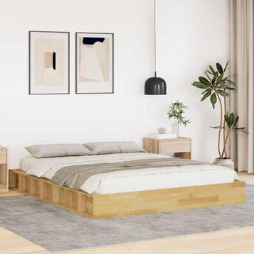 vidaXL Bedframe zonder matras 140x190 cm massief hout eiken, Verzenden, Nieuw