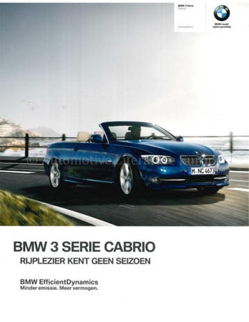 2011 BMW 3 SERIE CABRIOLET BROCHURE NEDERLANDS, Nieuw