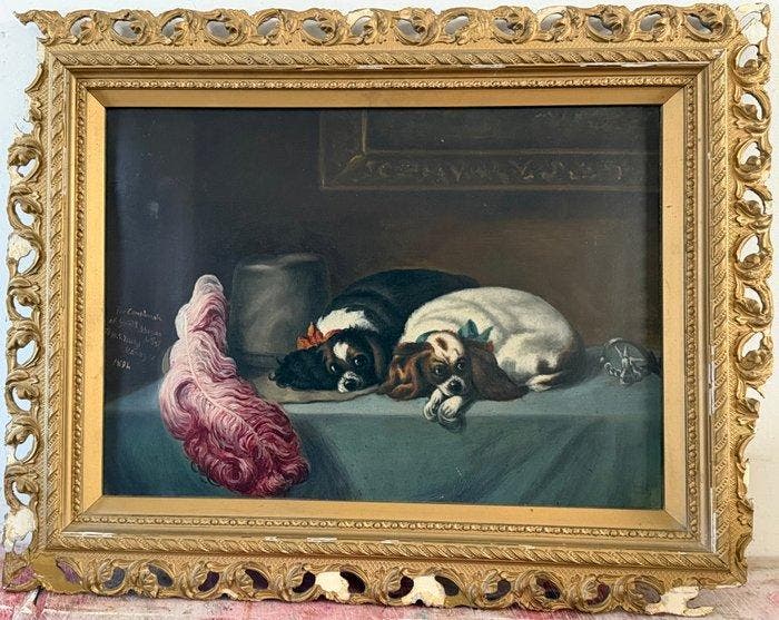 Griffith Morgan (c. 1819-1895) - The Cavalier’s Pets, Antiquités & Art, Art | Peinture | Classique