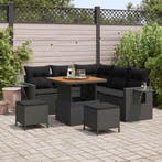 vidaXL Tuinbank Set met kussen 9 pcs Zwart poly rattan, Verzenden, Nieuw