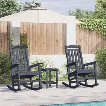 vidaXL Schommelstoel 3 pcs Marineblauw Polyetheen, Verzenden