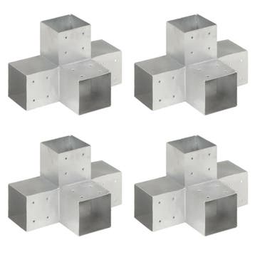 vidaXL Paalverbindingen 4 st X-vorm 101x101 mm, Verzenden