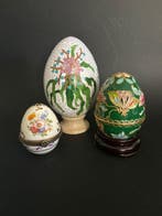 Messing cloisonné en porselein Ei - Incluant 2 boîtes - 14