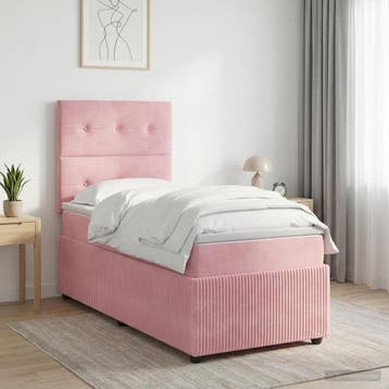 vidaXL Boxspringbed met matras met hoofdeinde Roze 80 x 200, Verzenden