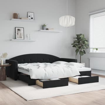 vidaXL Slaapbank met onderschuifbed en lades 90x200 cm, Verzenden, Nieuw