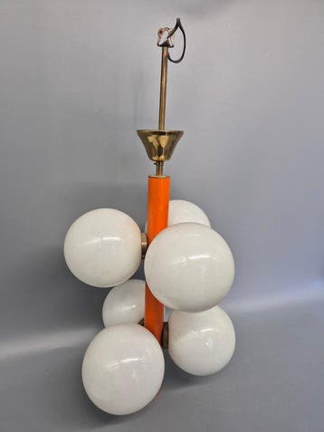 Lustre - Métal, Verre - Plafonnier vintage de l’époque