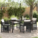vidaXL Tuin Eettafel Set 5 pcs Zwart poly rattan, Verzenden