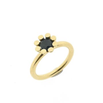 Bron Jewelry gouden Sprite ring met London Blue Topaas, Gebruikt, Ophalen of Verzenden, Kleiner dan 17, Met edelsteen